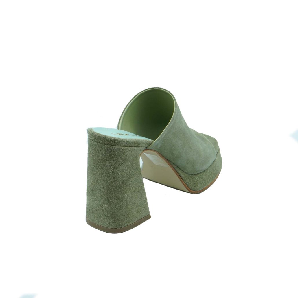 Lea Gu sabot in camoscio, fascia frontale, tacco ricoperto 100mm plateau 20mm Saldi