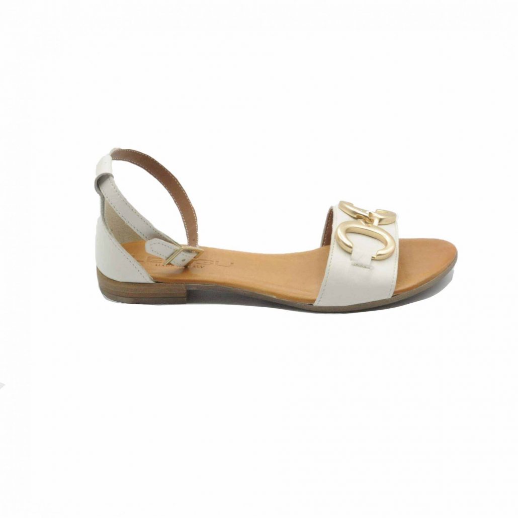Lea Gu sandalino in nappa, fascia centrale con accessorio, allacciato in caviglia, tacco 15 mm Offerte