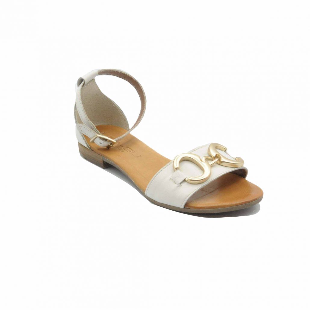 Lea Gu sandalino in nappa, fascia centrale con accessorio, allacciato in caviglia, tacco 15 mm Offerte