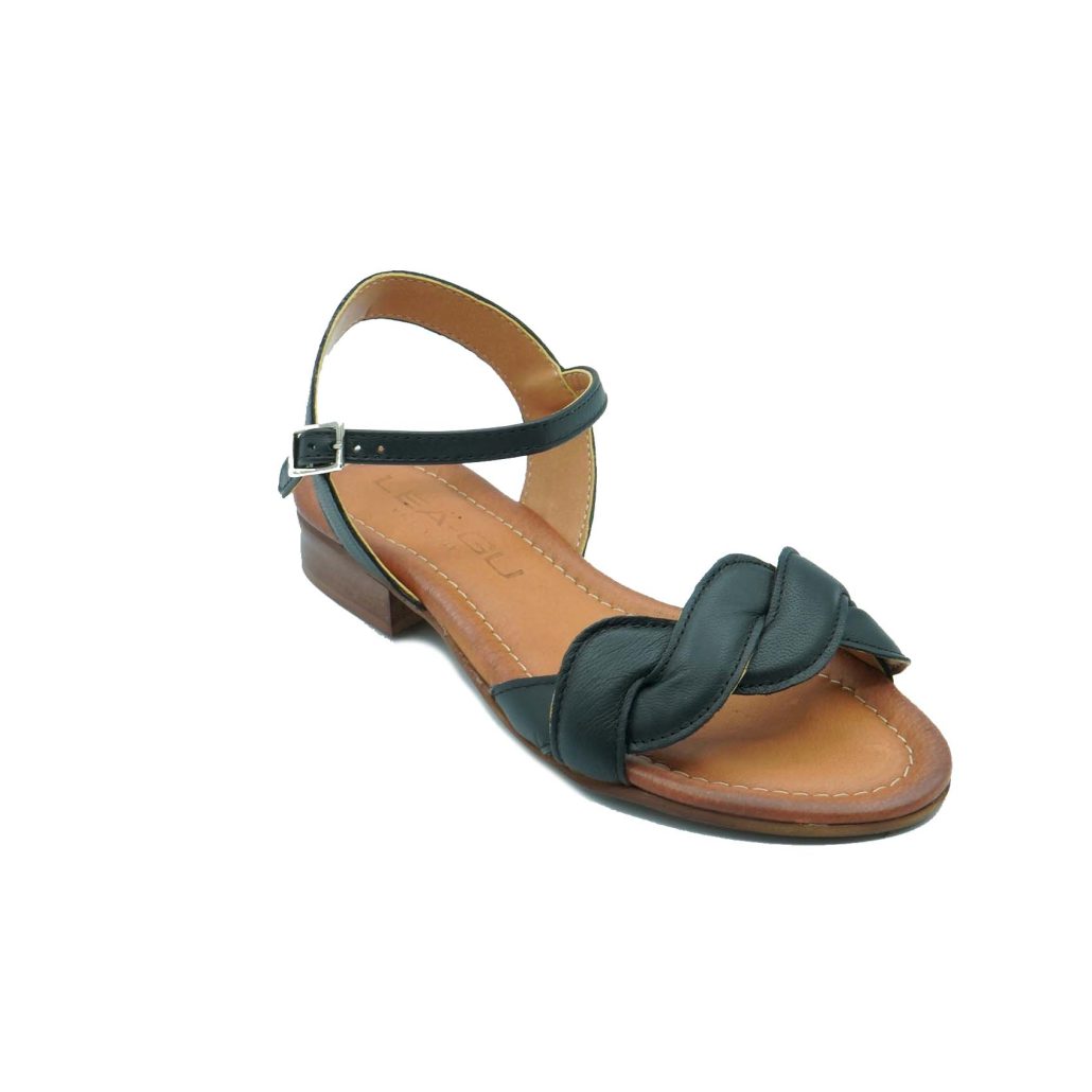 Lea Gu sandalo in nappa intrecciata, fascia frontale, chiusura posteriore, tacco 20mm Italia