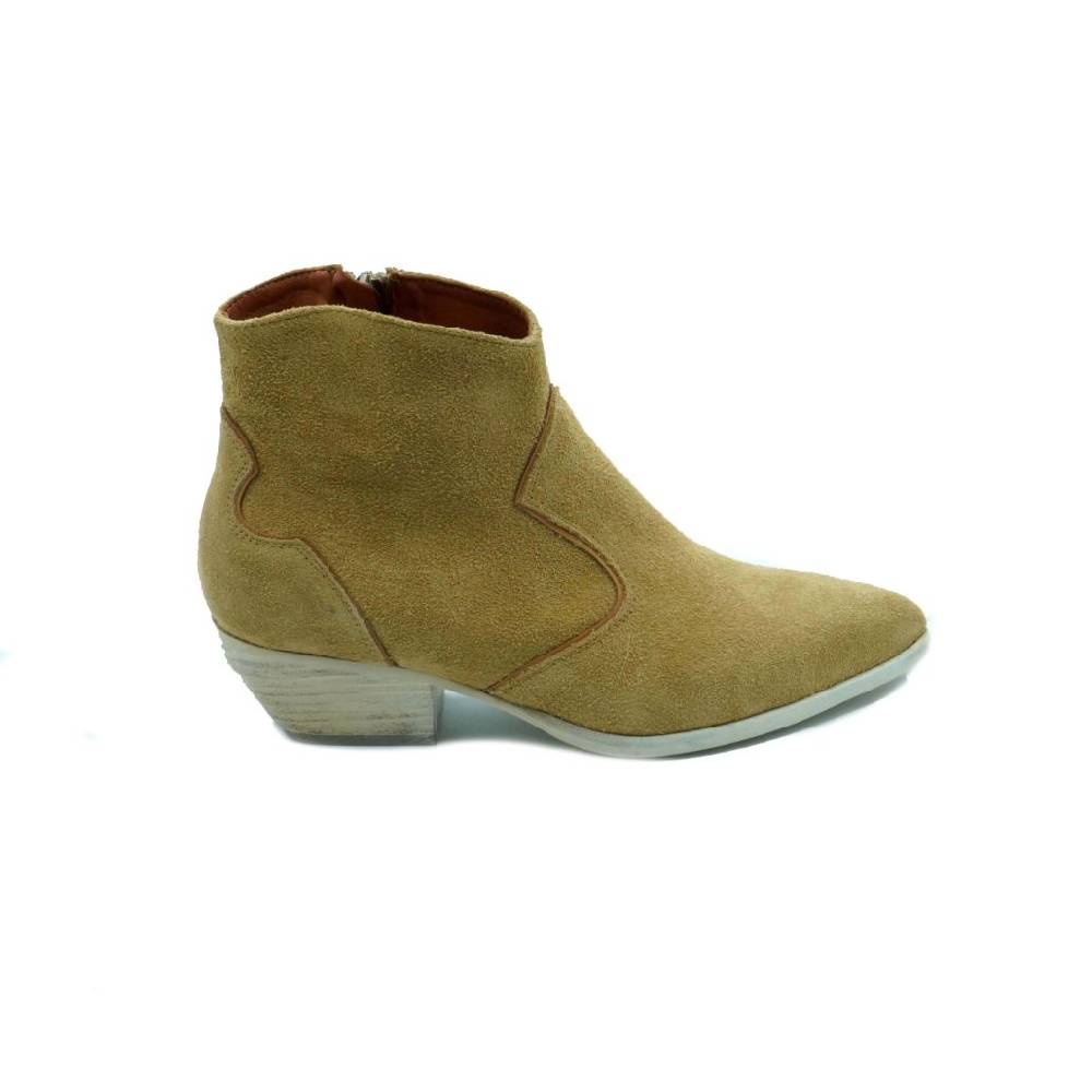 Lea Gu texano in camoscio con inserti in nappa, zip interna, tacco 40 mm Vendita