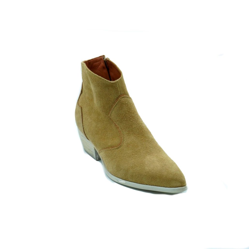 Lea Gu texano in camoscio con inserti in nappa, zip interna, tacco 40 mm Vendita
