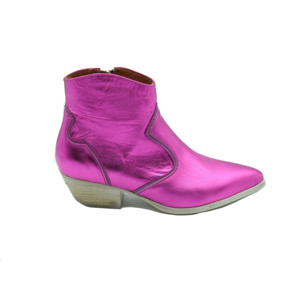 Lea Gu texano in nappa laminata con inserti in nappa, zip interna, tacco 40mm Spedizione Gratuita