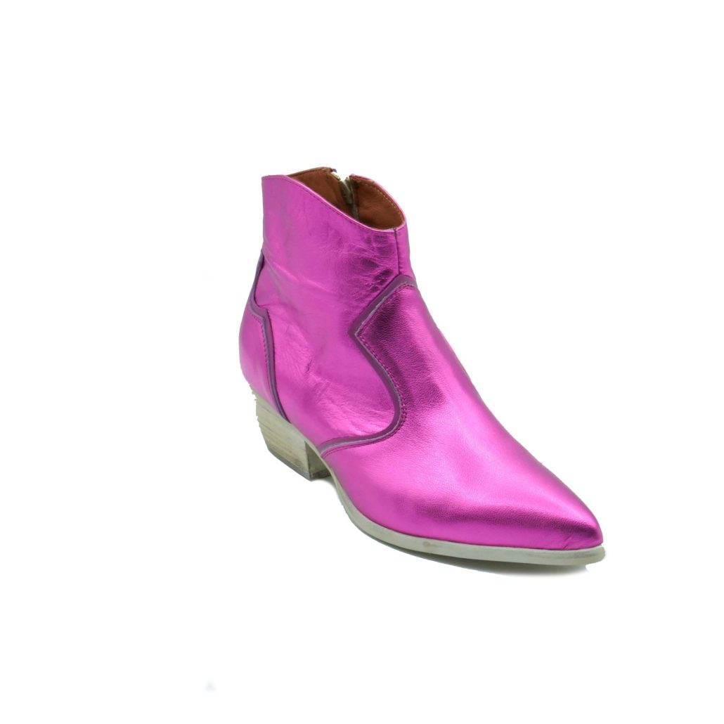 Lea Gu texano in nappa laminata con inserti in nappa, zip interna, tacco 40mm Spedizione Gratuita