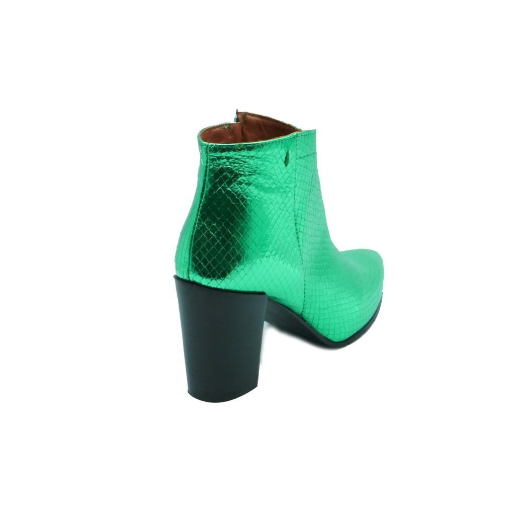 Lea Gu tronchetto in nappa laminata, zip interna, tacco in contrasto 80mm Pezzi Unici