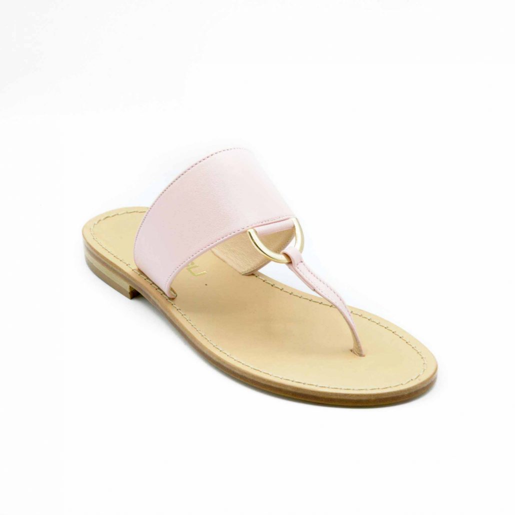 Lea Gu infradito in nappa, accessorio oro frontale, tacco 10 mm Promozione Limitata