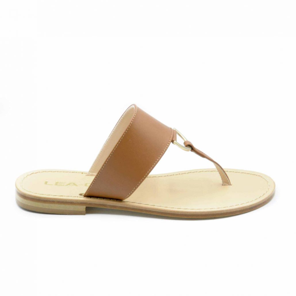 Lea Gu infradito in nappa, accessorio oro frontale, tacco 10 mm Promozione Limitata