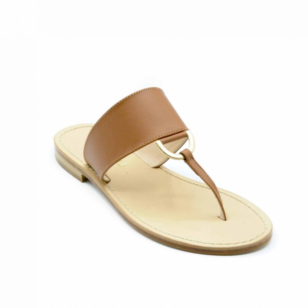 Lea Gu infradito in nappa, accessorio oro frontale, tacco 10 mm Promozione Limitata
