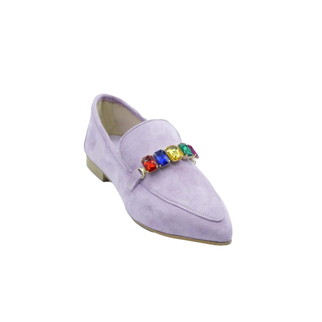 Lea Gu mocassino in camoscio, accessorio frontale, tacco 10mm Shopping Online