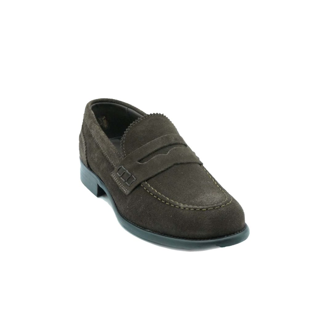 Lea Gu mocassino in camoscio, bocca di leone frontale, tacco 25mm Sottocosto