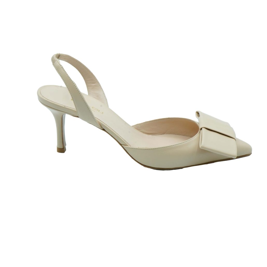 Lea Gu slingback in nappa, fiocco frontale, tacco 65mm Offerta