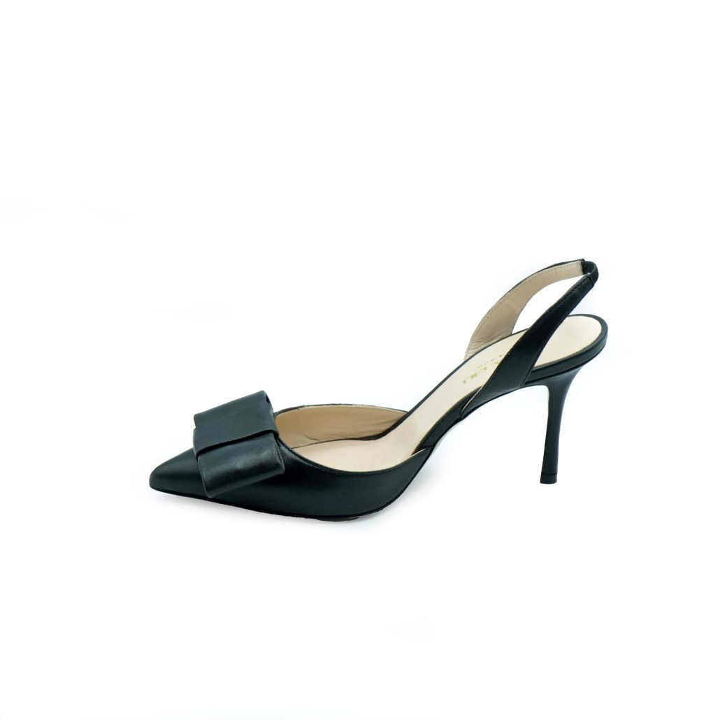 Lea Gu slingback in nappa, fiocco frontale, tacco 85mm Online