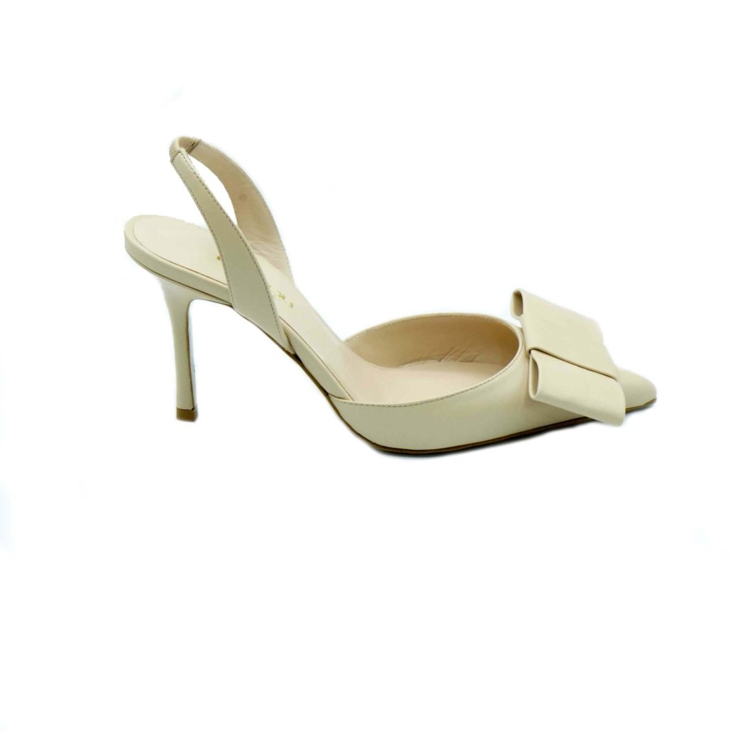 Lea Gu slingback in nappa, fiocco frontale, tacco 85mm Online