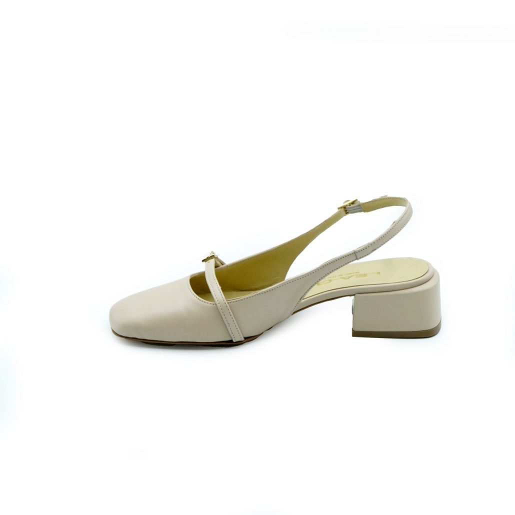 Lea Gu slingback in nappa, punta quadrata, cinturino frontale, tacco 35mm Saldi