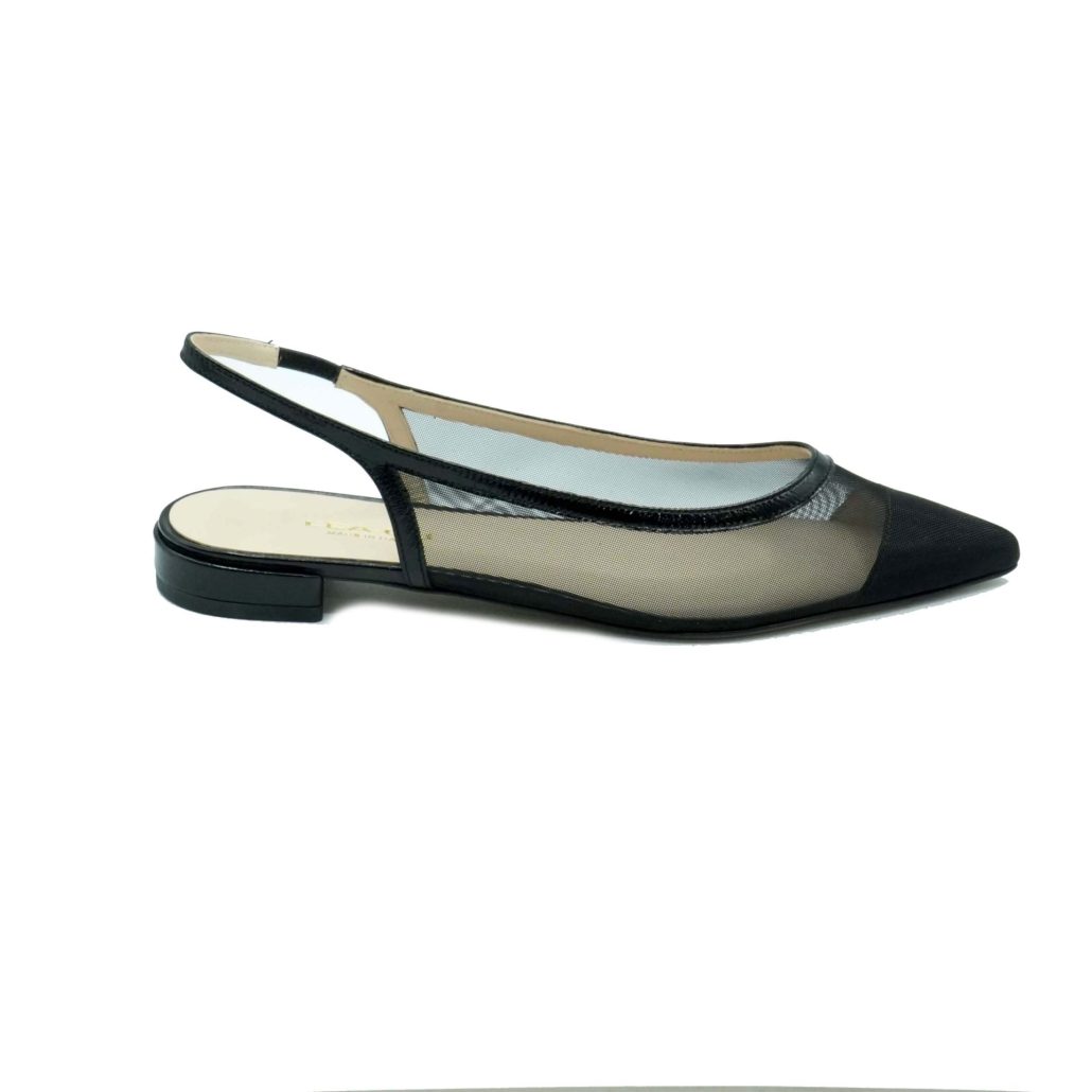 Lea Gu slingback in rete con punta in contrasto, tacco 10mm Saldi Di Fabbrica