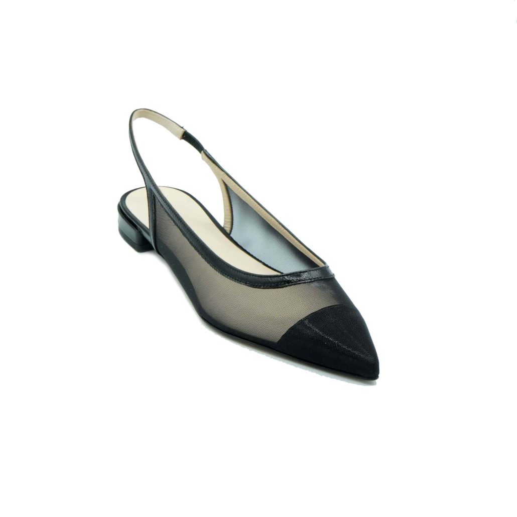 Lea Gu slingback in rete con punta in contrasto, tacco 10mm Saldi Di Fabbrica