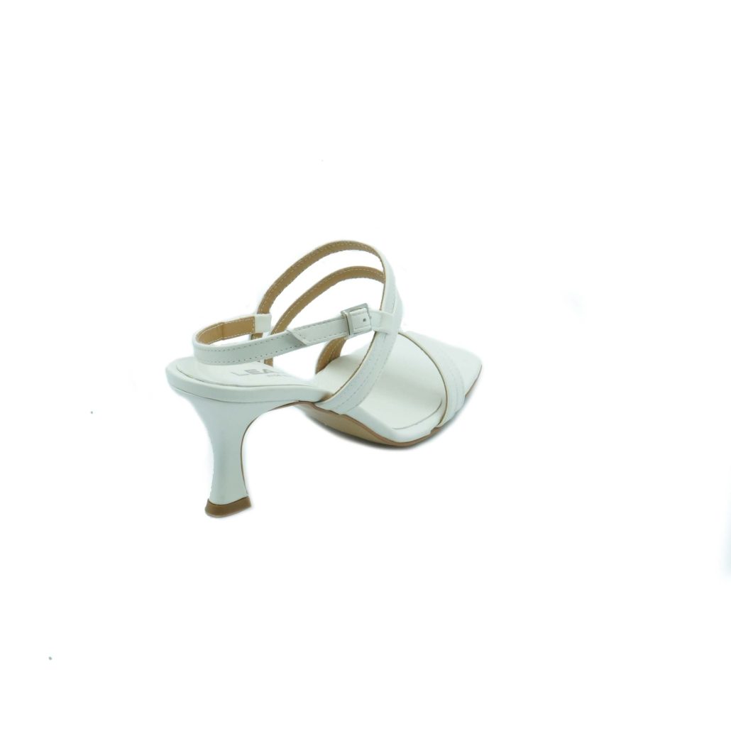 Lea Gu sandalo in nappa, doppie fasce frontali, punta quadrata, chiusura posteriore, tacco ricoperto 40mm 2025