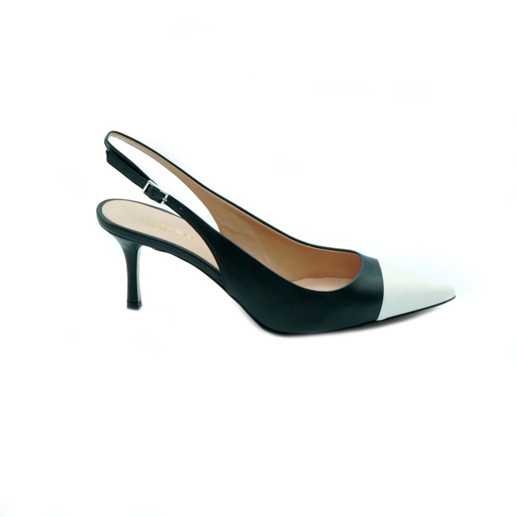 Lea Gu slingback in nappa con punta in contrasto, tacco 65mm Acquista Ora