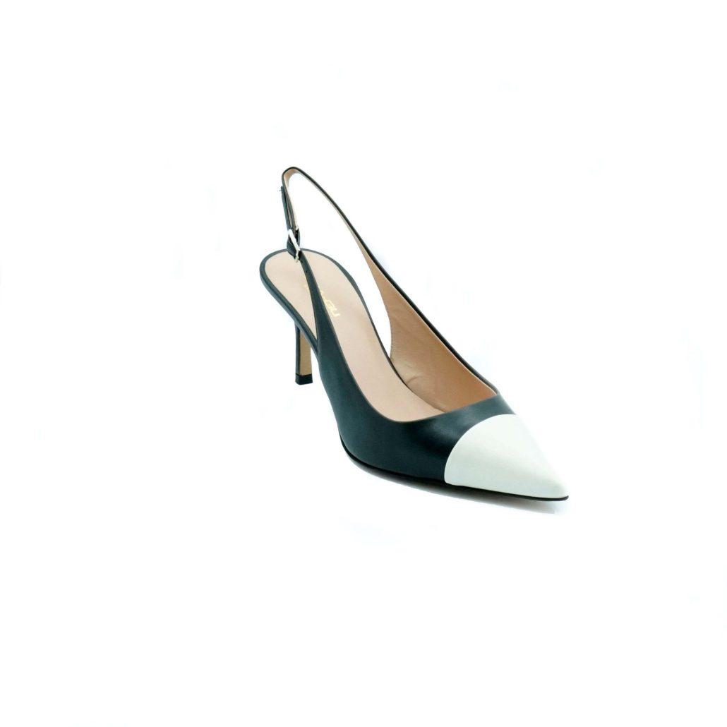 Lea Gu slingback in nappa con punta in contrasto, tacco 65mm Acquista Ora