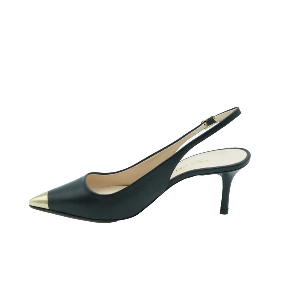 Lea Gu slingback in nappa con punta metallica, tacco 65mm Consegna Veloce