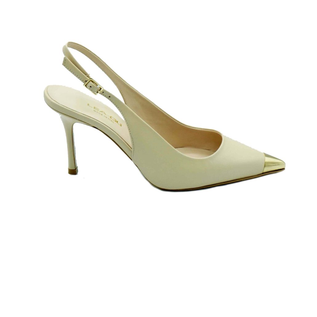 Lea Gu slingback in nappa con punta metallica, tacco 85mm Promozione Limitata