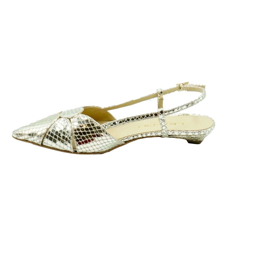 Lea Gu slingback in nappa stampata laminata ,tacco 30mm Sottocosto