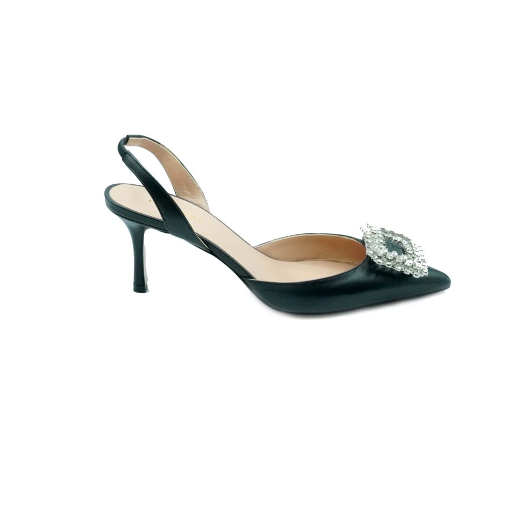 Lea Gu slingback in nappa, accessorio frontale, tacco 65mm Novità