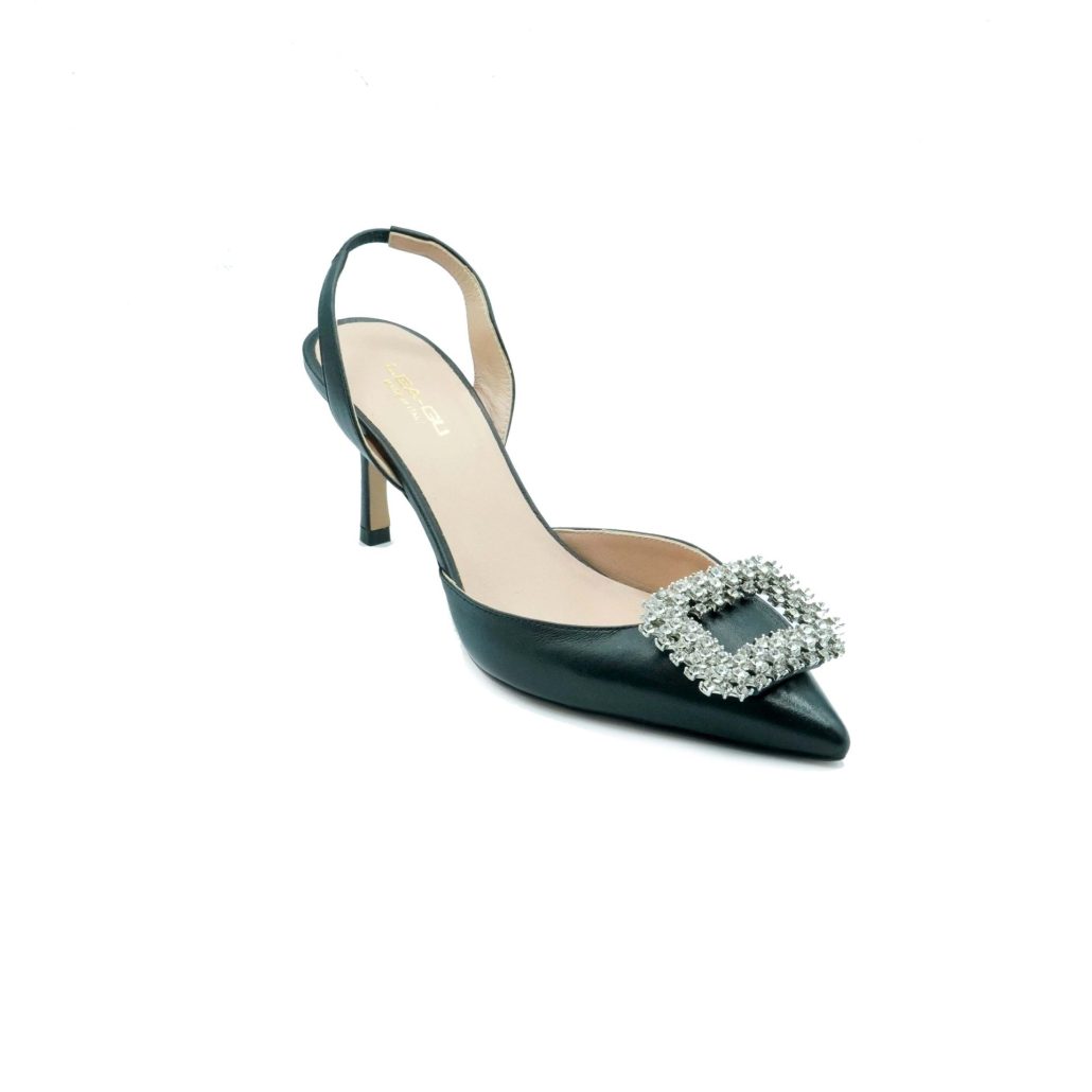 Lea Gu slingback in nappa, accessorio frontale, tacco 65mm Novità