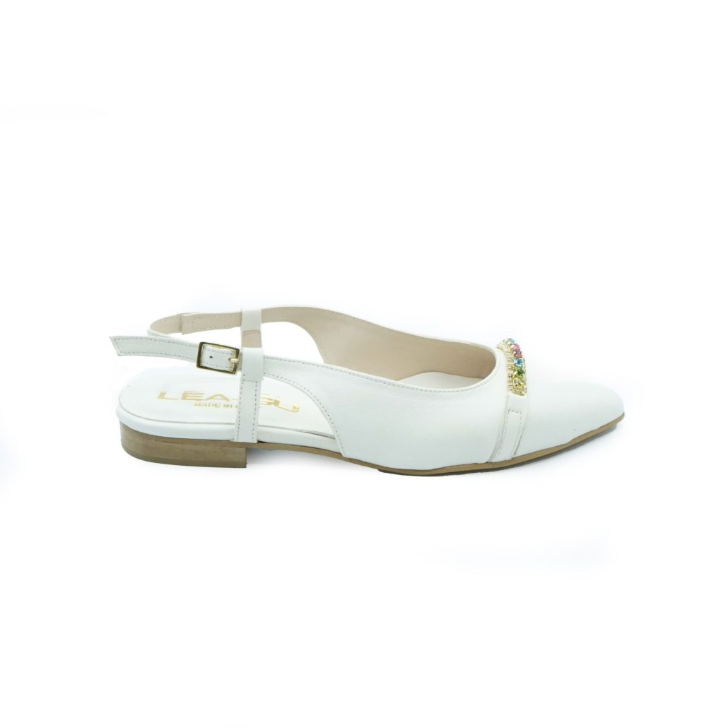 Lea Gu slingback in nappa, accessorio frontale, tacco 10mm Presa