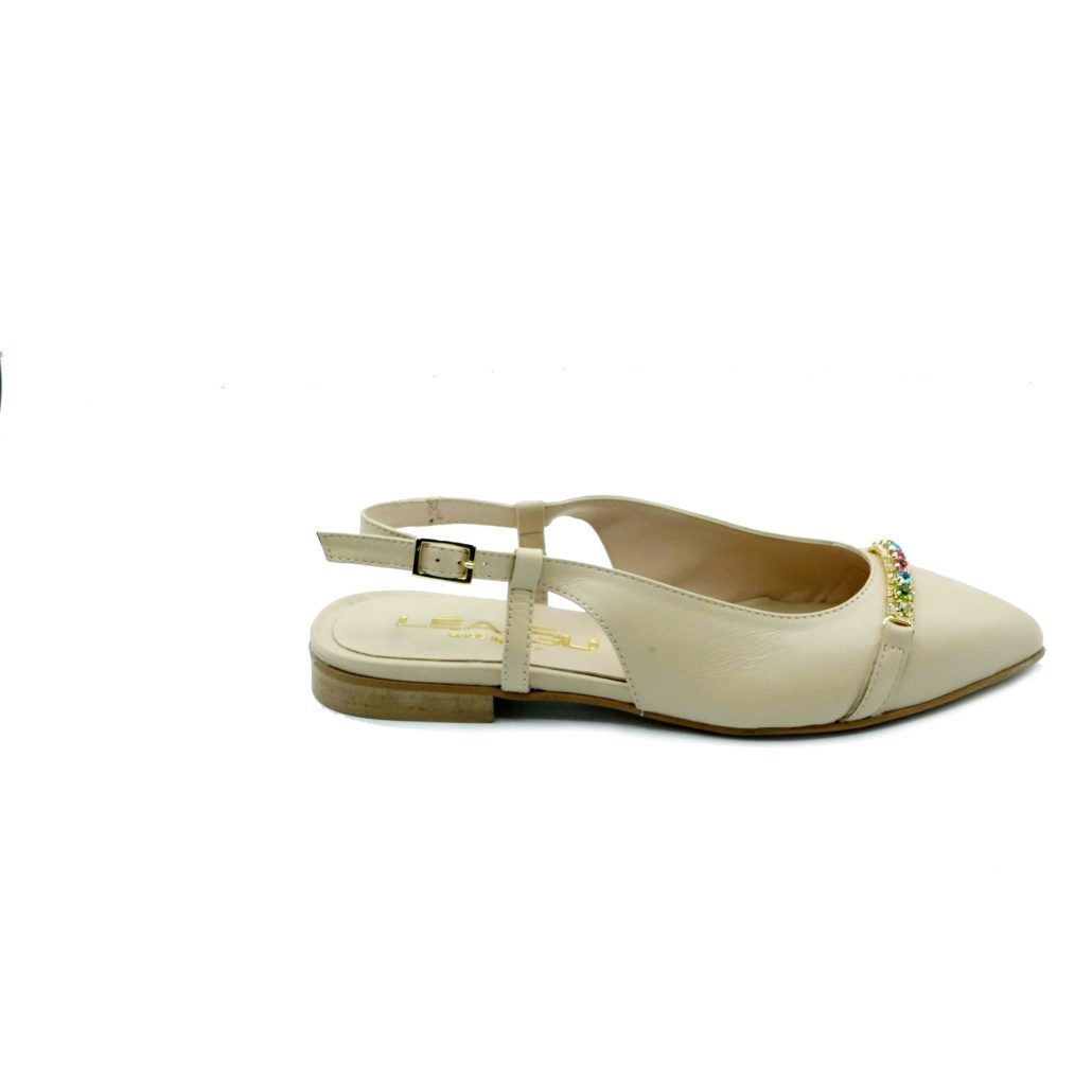 Lea Gu slingback in nappa, accessorio frontale, tacco 10mm Presa