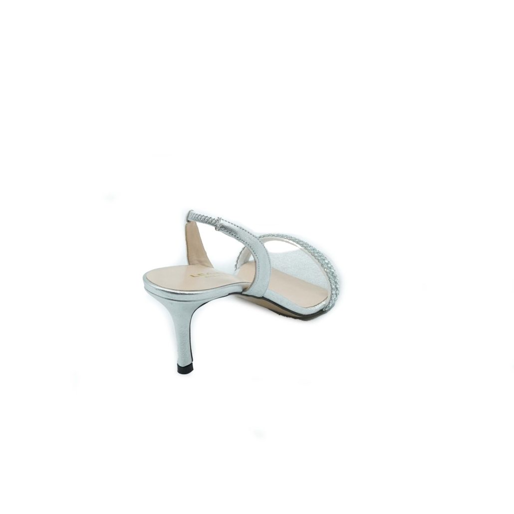 Lea Gu sandalo in nappa laminata, fascia frontale, tacco 60mm In Vendita