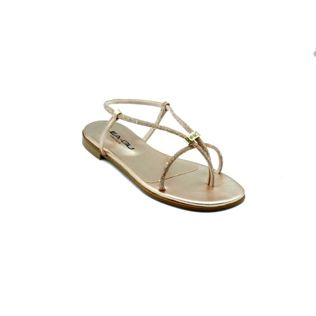 Lea Gu sandalo in nappa laminata, strass frontali, cinturino posteriore, tacco 10 mm Saldi Di Fabbrica