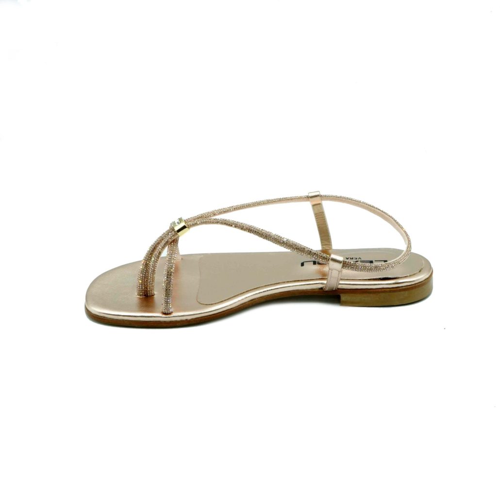 Lea Gu sandalo in nappa laminata, strass frontali, tacco 10mm I Più Venduti