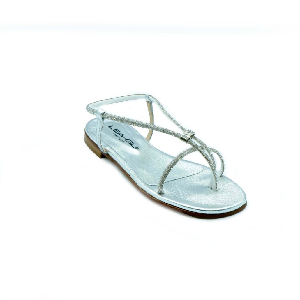Lea Gu sandalo in nappa laminata, strass frontali, tacco 10mm I Più Venduti