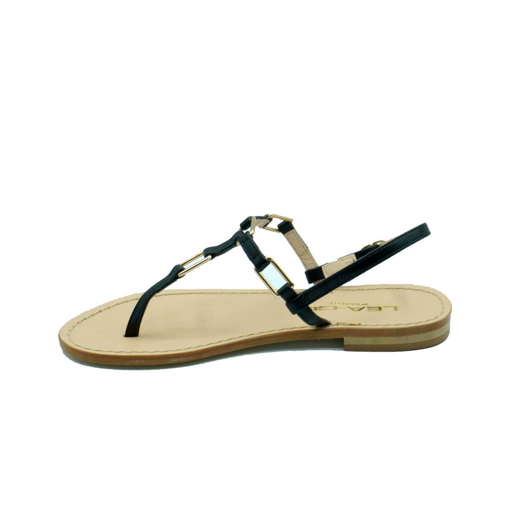 Lea Gu sandalo infradito in nappa, accessori frontali, chiusura posteriore, tacco 10mm In Linea