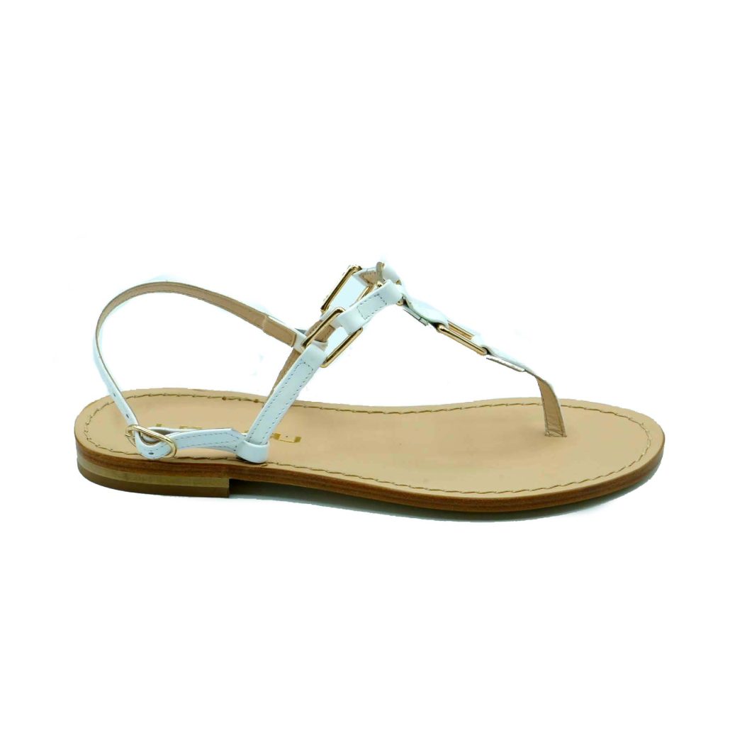 Lea Gu sandalo infradito in nappa, accessori frontali, chiusura posteriore, tacco 10mm In Linea