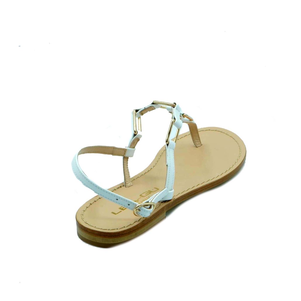 Lea Gu sandalo infradito in nappa, accessori frontali, chiusura posteriore, tacco 10mm In Linea