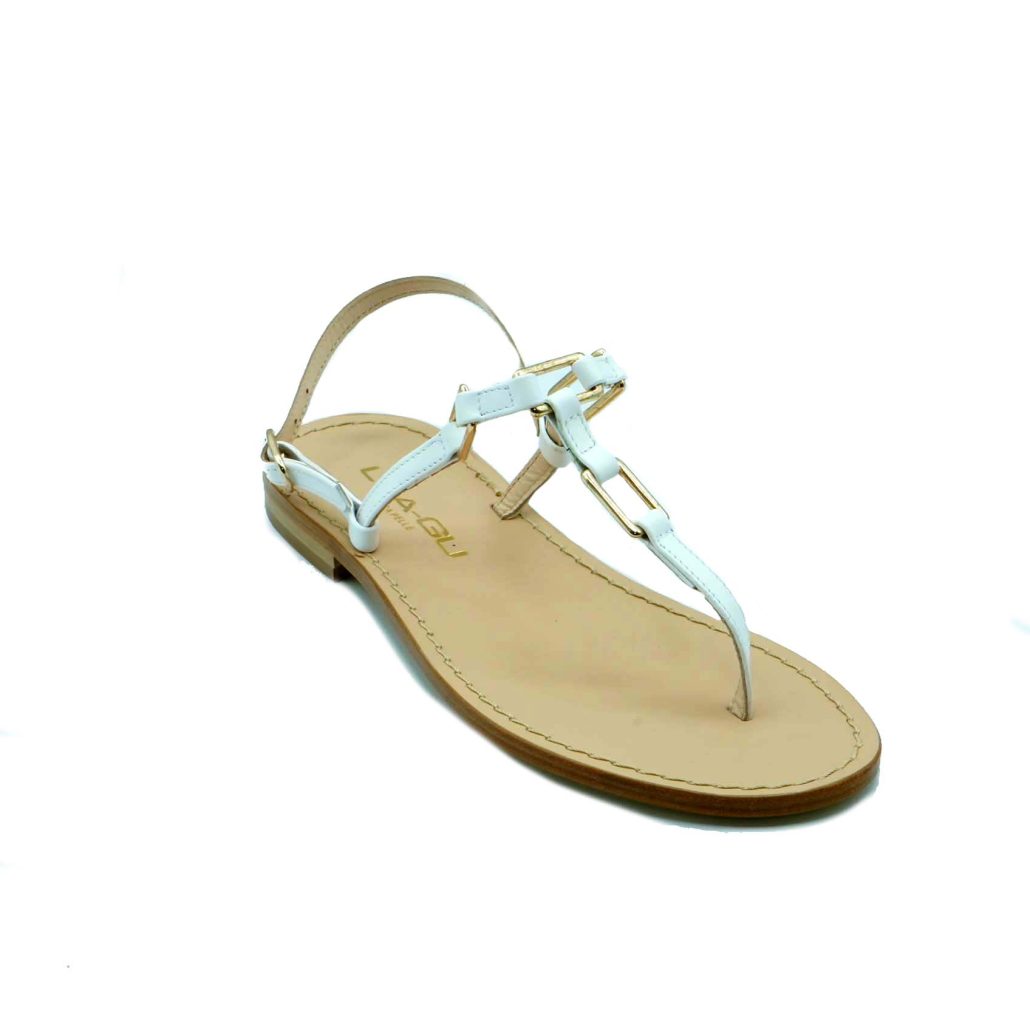 Lea Gu sandalo infradito in nappa, accessori frontali, chiusura posteriore, tacco 10mm In Linea