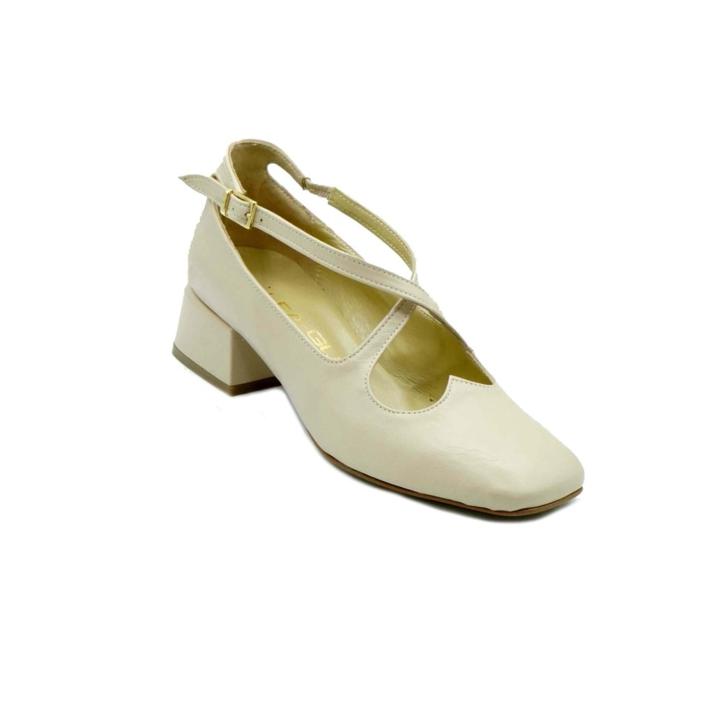 Lea Gu scarpa con tacco in nappa, incrocio frontale, tacco 35mm Promozione Limitata