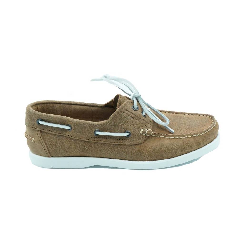 Lea Gu scarpa da barca in nappa, allacciatura frontale, fondo gomma 15mm Sottocosto
