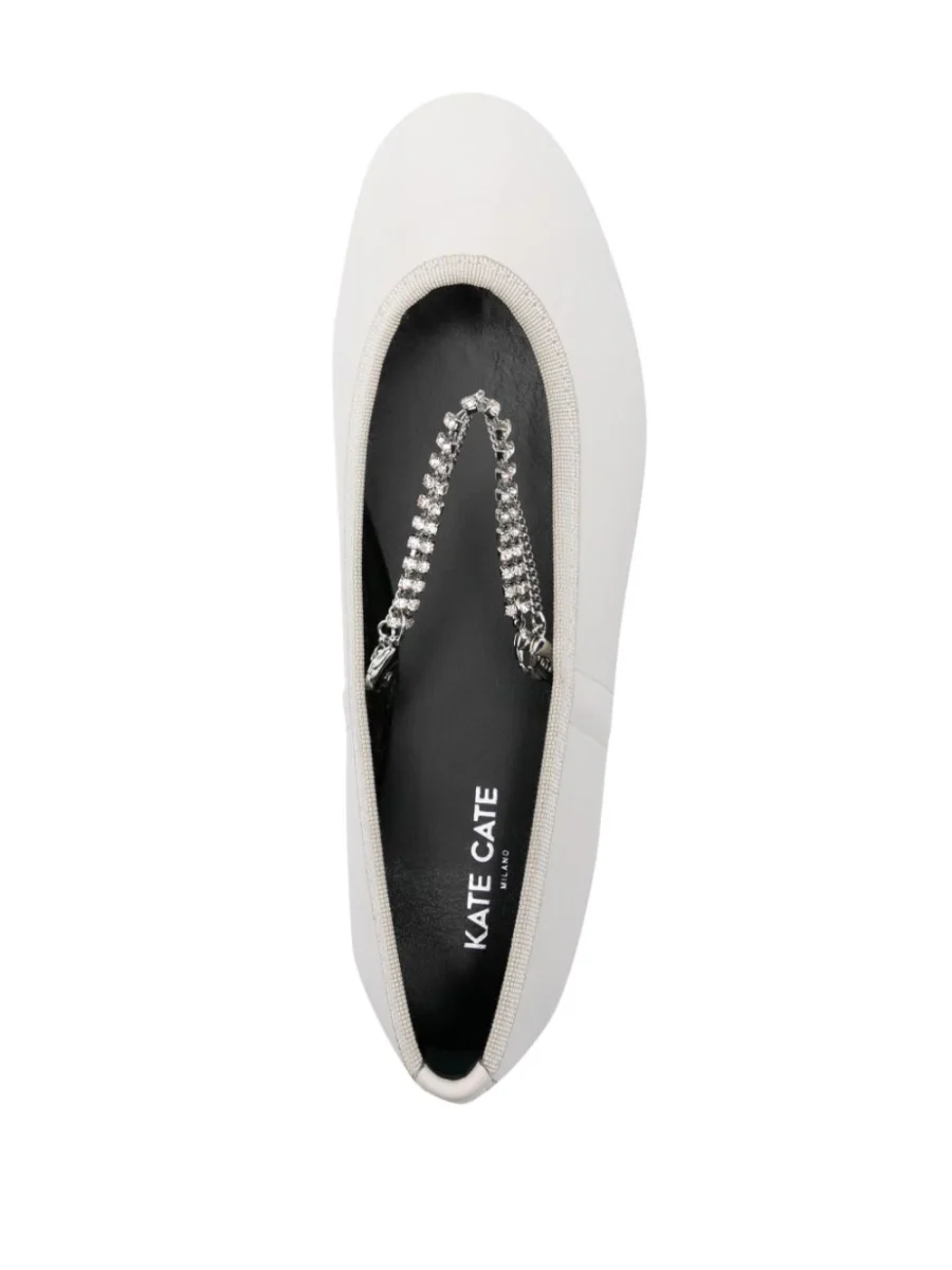 Kate Cate JULIETTE CHAIN IN OFF WHITE CALFSKIN LEATHER In Saldo