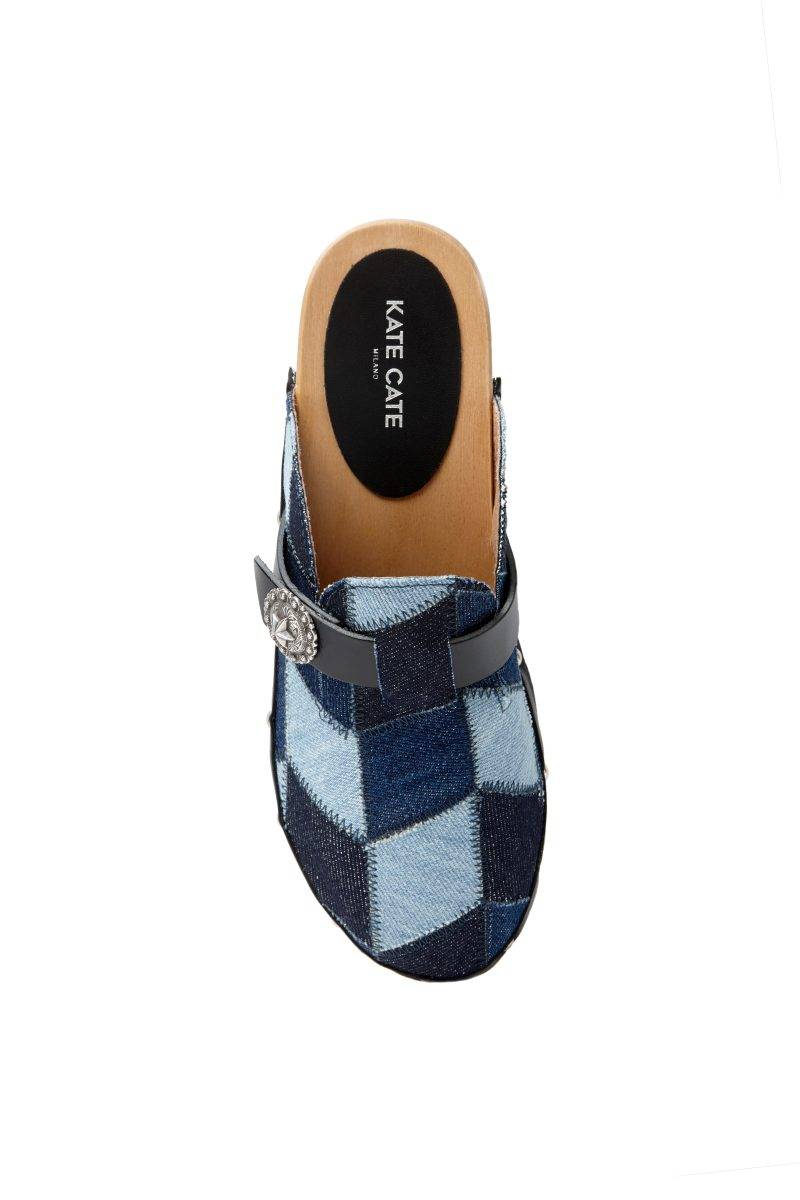 Kate Cate ALLEGRA CLOGS PATCH DENIM Liquidazione
