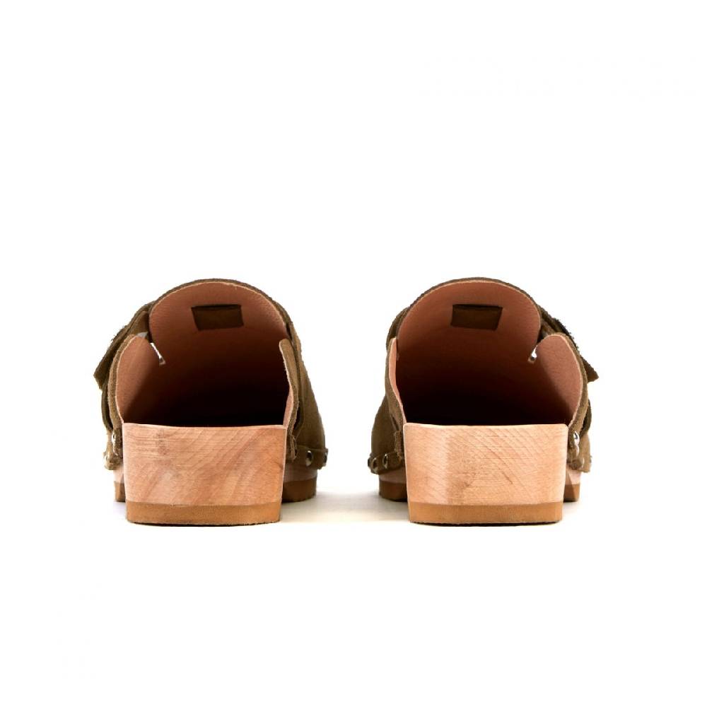 Kate Cate ALLEGRA CLOGS KAKI SUEDE CALFSKIN Sconto