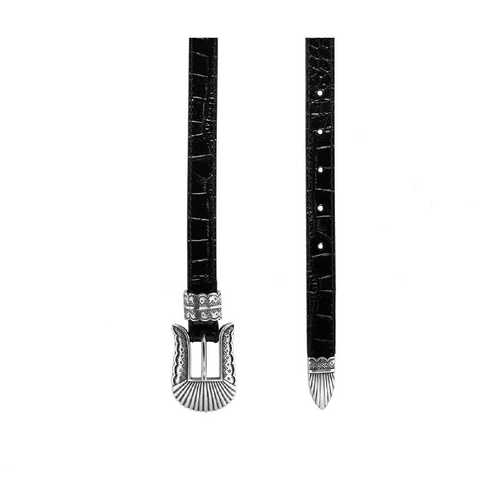 Kate Cate THIN KIM BELT BLACK CROC EFFECT CALFSKIN Online