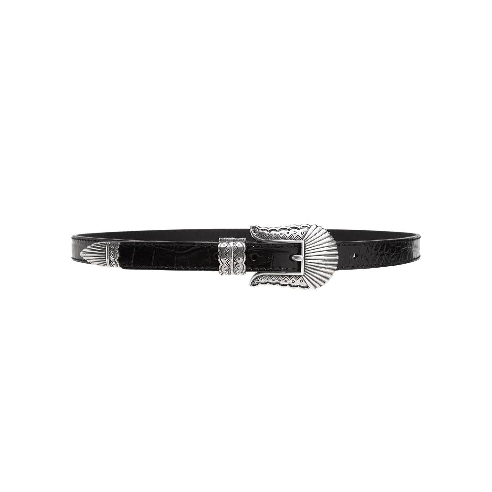 Kate Cate THIN KIM BELT BLACK CROC EFFECT CALFSKIN Online