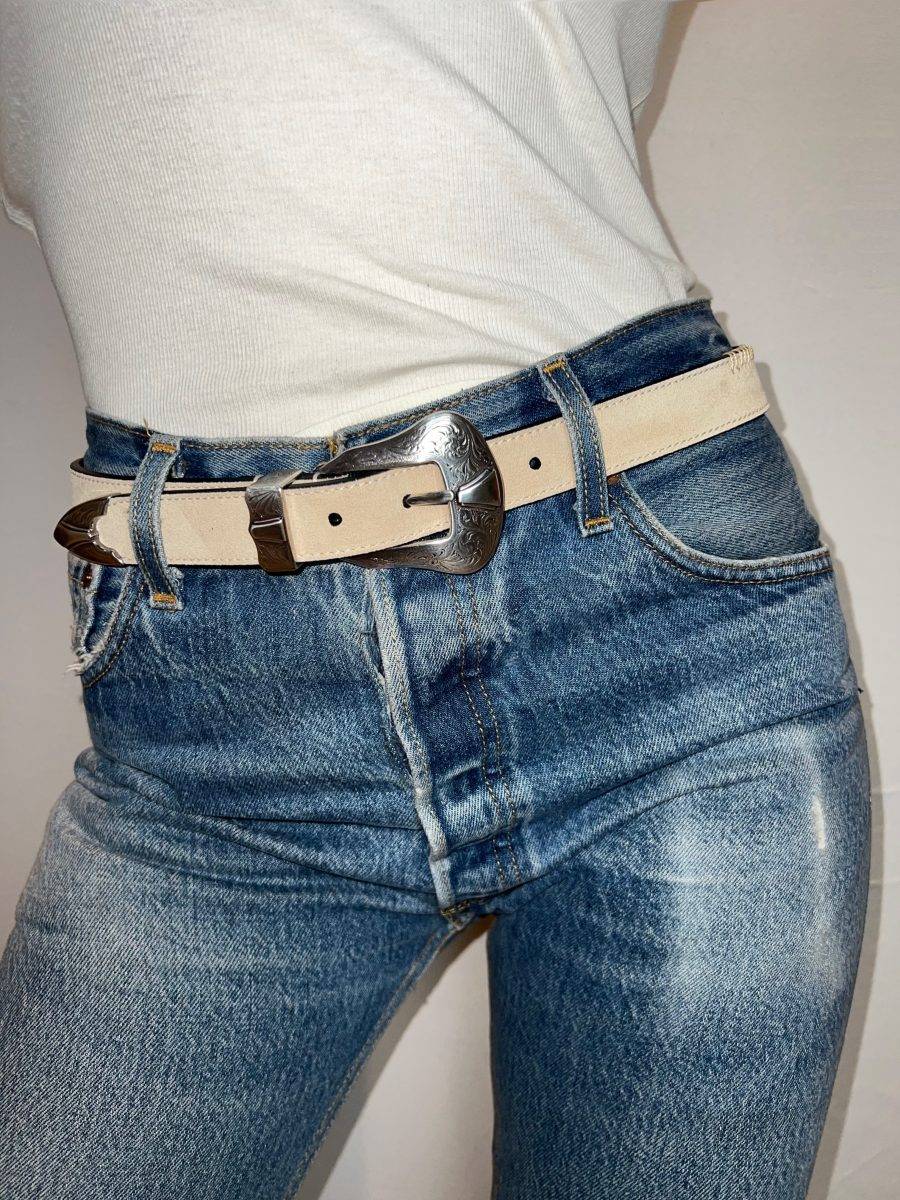 Kate Cate DUTTON BELT IN SAND COLOURED SUEDE Pezzi Unici