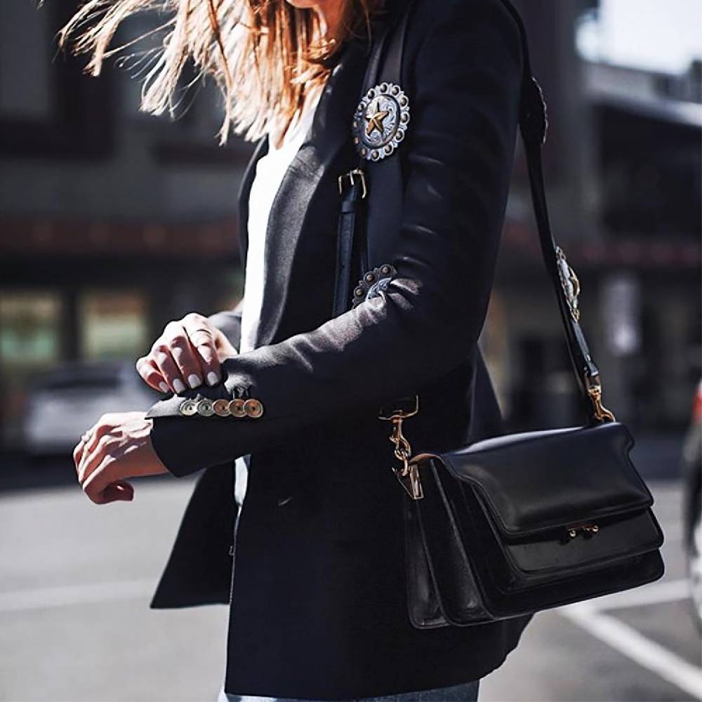Kate Cate REGINA SHOULDER STRAP BLACK NAPPA CALFSKIN Soddisfazione Garantita