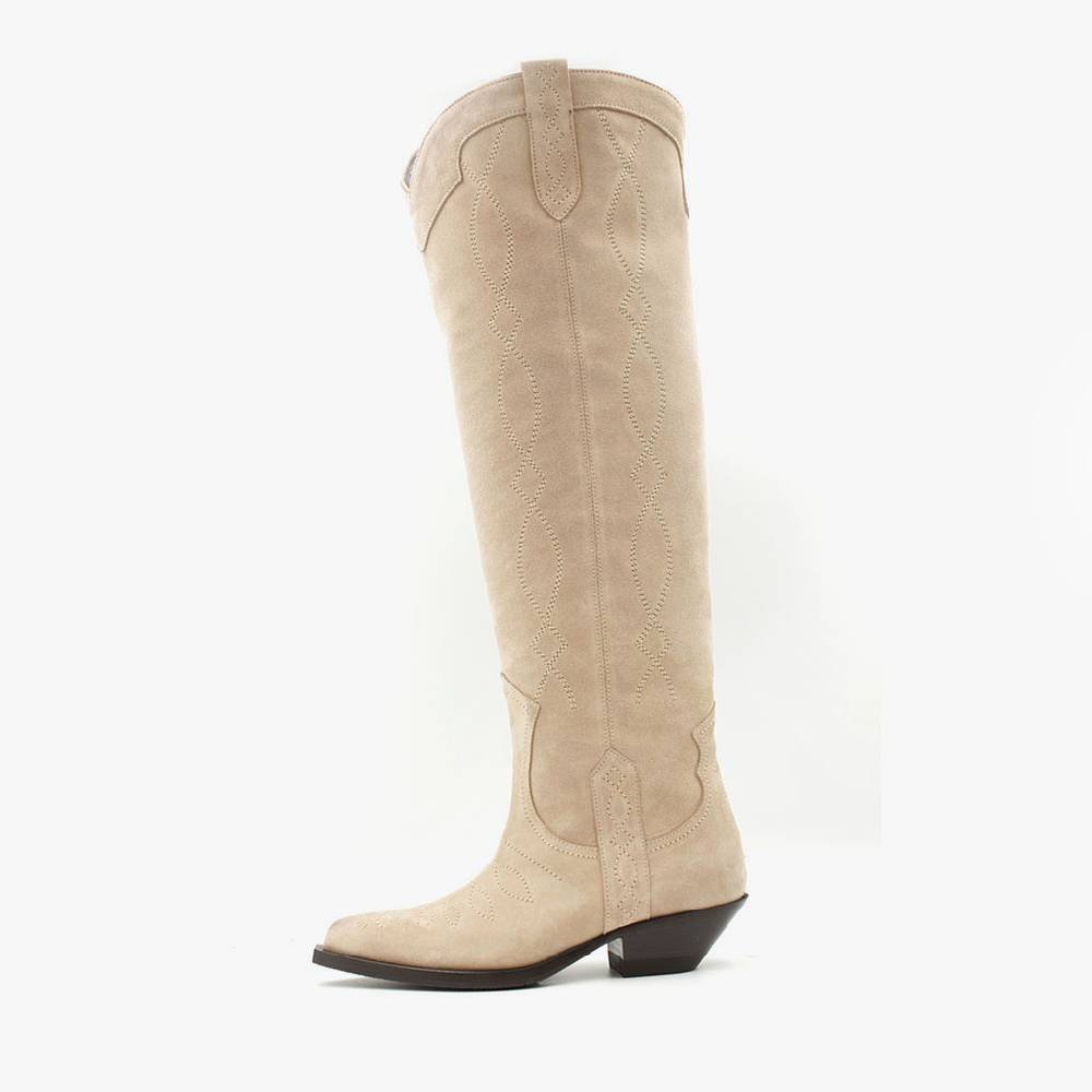Laura Bellariva Stivale texano camoscio beige ACQUISTA ORA