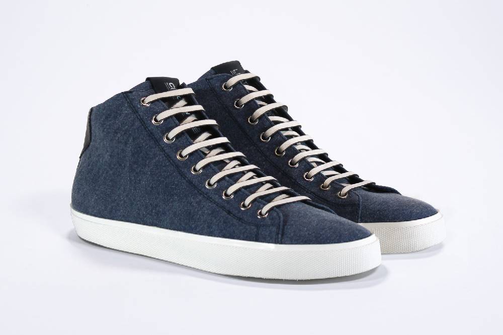 Leather Crown EARTH | Denim Blue - Mid Top - Uomo Moda