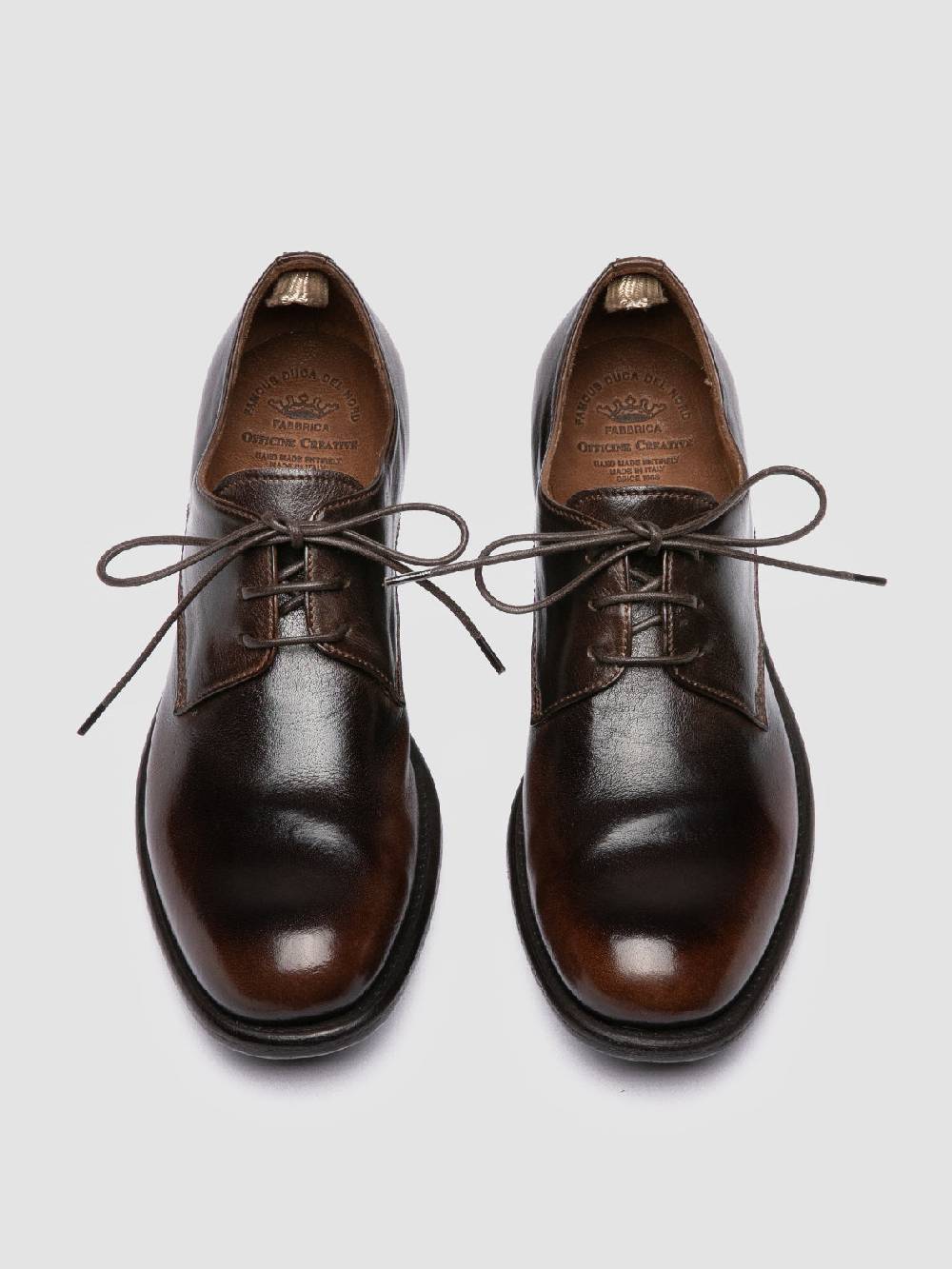 Officine Creative CALIXTE 068 Derby in Pelle Marrone Saldi Di Fabbrica